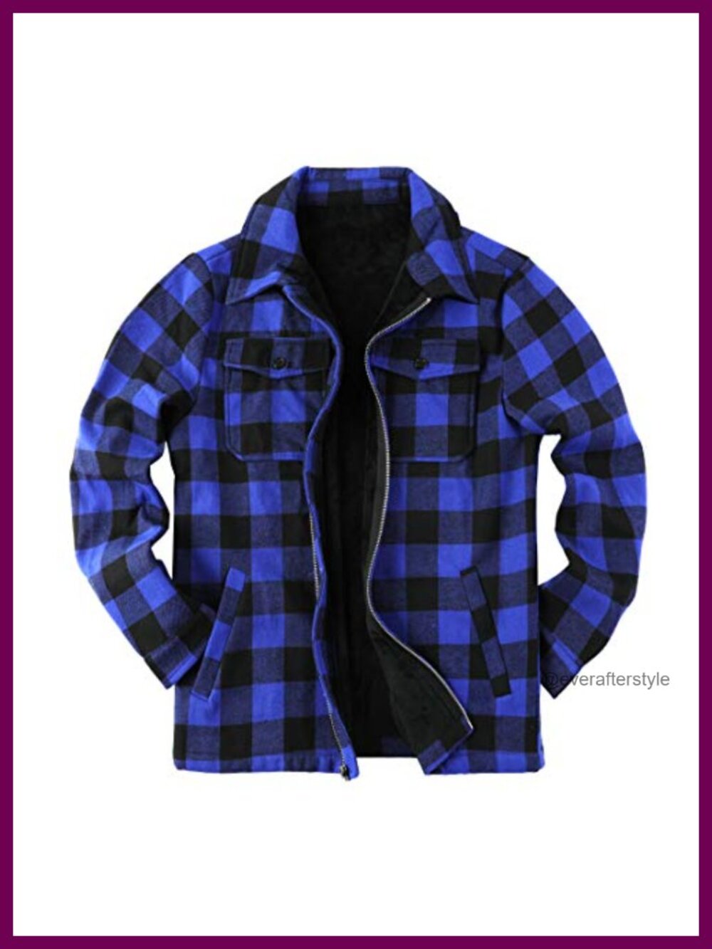 Mens Fleece Flannel Jacket Sherpa Lined Zip Up Coat Casual Outwear